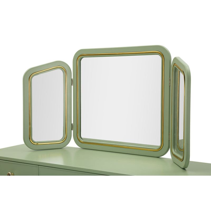 TOLETTA CAMILLE CON SPECCHIO E SGABELLO VERDE CM 120X37X79-104X2,5X56-44X34X48 