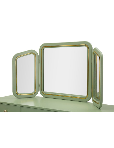 TOLETTA CAMILLE CON SPECCHIO E SGABELLO VERDE CM 120X37X79-104X2,5X56-44X34X48 