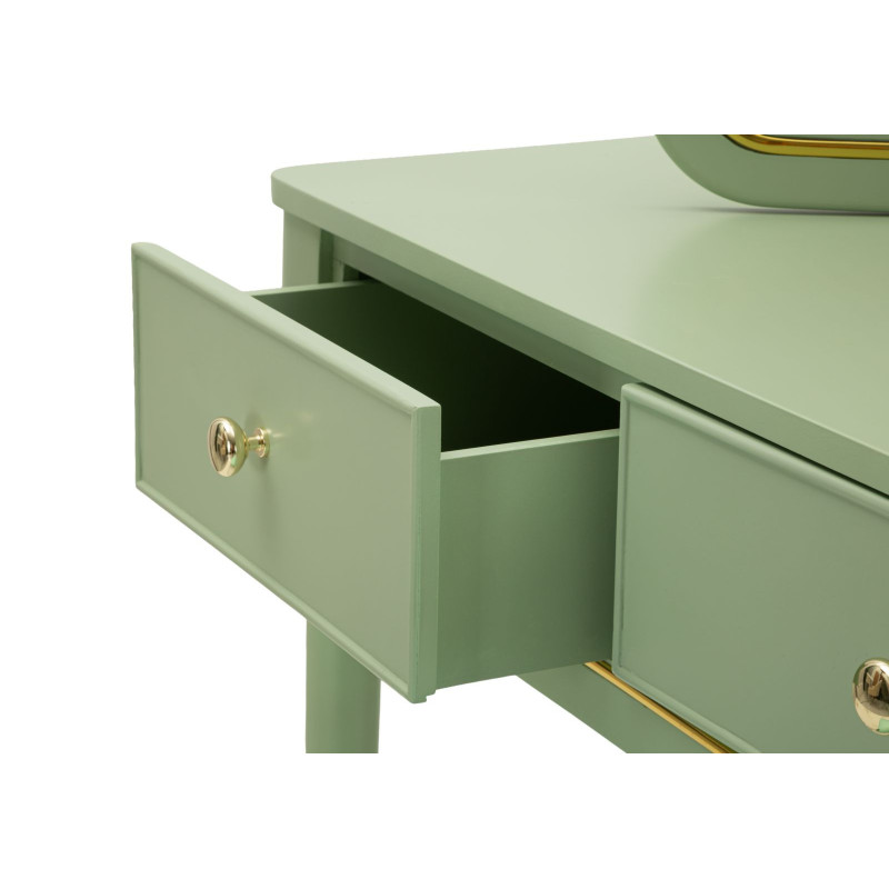 TOLETTA CAMILLE CON SPECCHIO E SGABELLO VERDE CM 120X37X79-104X2,5X56-44X34X48 