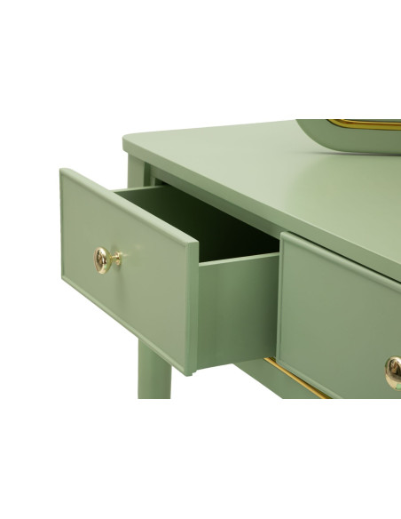 TOLETTA CAMILLE CON SPECCHIO E SGABELLO VERDE CM 120X37X79-104X2,5X56-44X34X48 