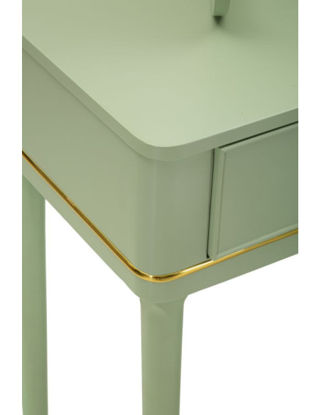 TOLETTA CAMILLE CON SPECCHIO E SGABELLO VERDE CM 120X37X79-104X2,5X56-44X34X48 