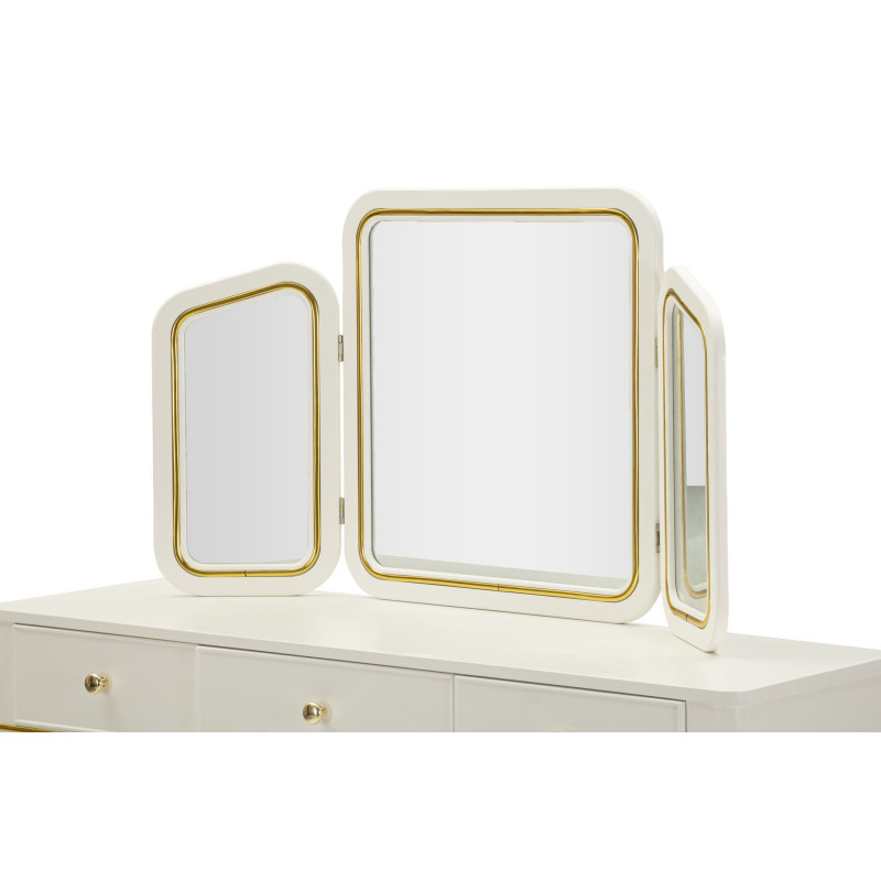 TOLETTA CAMILLE CON SPECCHIO E SGABELLO BIANCA CM 120X37X79-104X2,5X56-44X34X48 