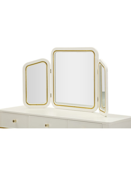 TOLETTA CAMILLE CON SPECCHIO E SGABELLO BIANCA CM 120X37X79-104X2,5X56-44X34X48 
