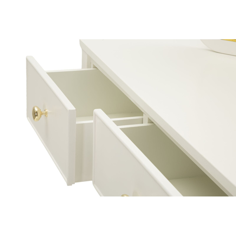 TOLETTA CAMILLE CON SPECCHIO E SGABELLO BIANCA CM 120X37X79-104X2,5X56-44X34X48 