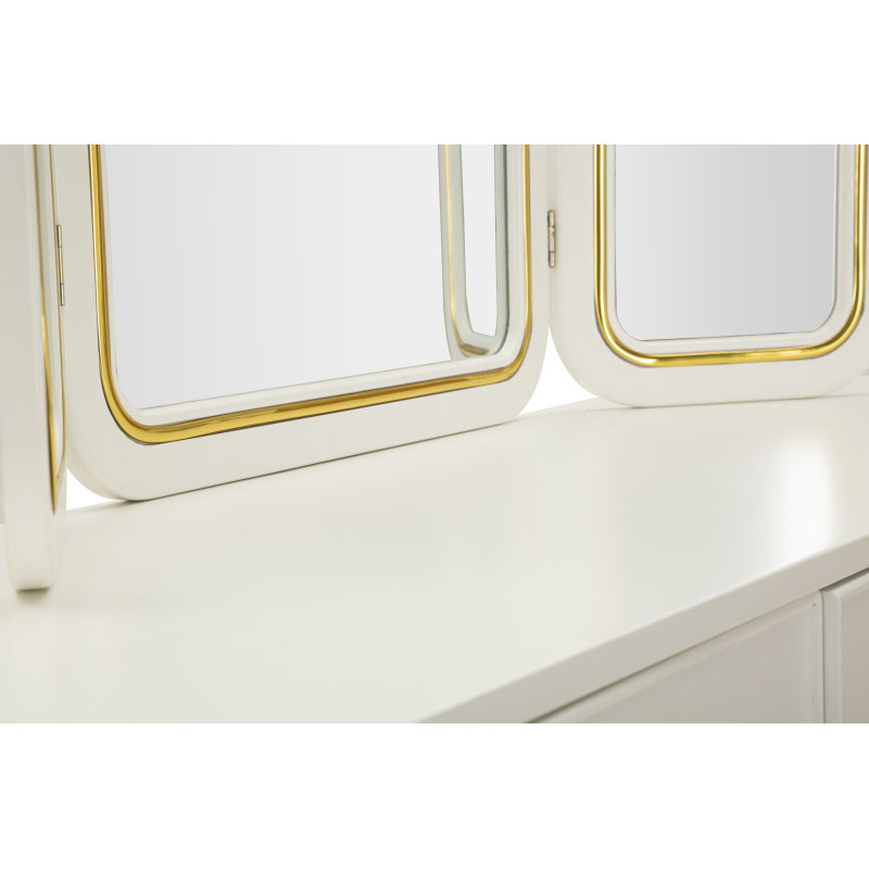 TOLETTA CAMILLE CON SPECCHIO E SGABELLO BIANCA CM 120X37X79-104X2,5X56-44X34X48 