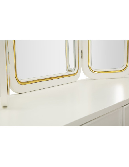 TOLETTA CAMILLE CON SPECCHIO E SGABELLO BIANCA CM 120X37X79-104X2,5X56-44X34X48 