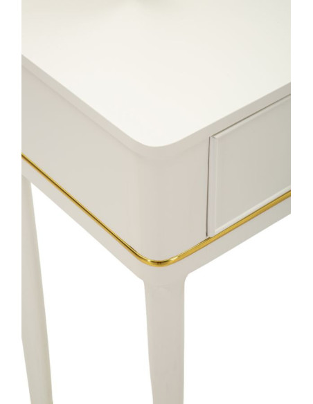 TOLETTA CAMILLE CON SPECCHIO E SGABELLO BIANCA CM 120X37X79-104X2,5X56-44X34X48 