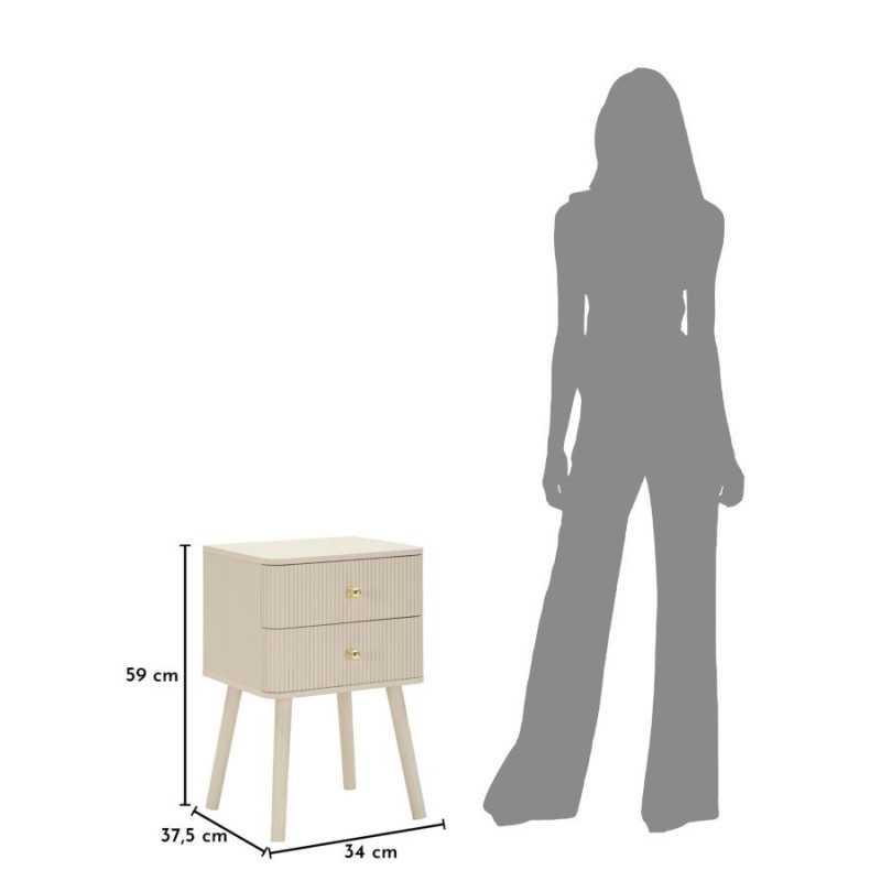 COMODINO 2 CASSETTI SHY CM 34X37,5X59 