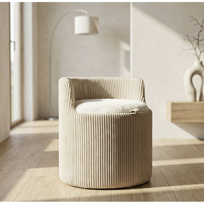 PUFF DA TOLETTA DUBLINO CON CONTENITORE CM Ø 47X53 
