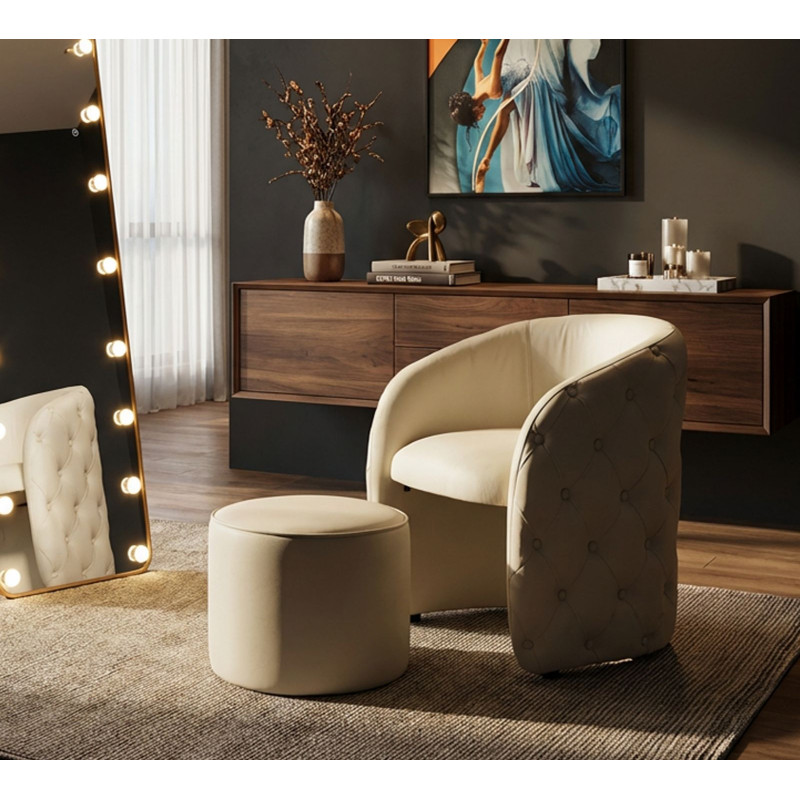 POLTRONA C/PUFF ZAGABRIA CM 76X75X80-Ø 47X35 