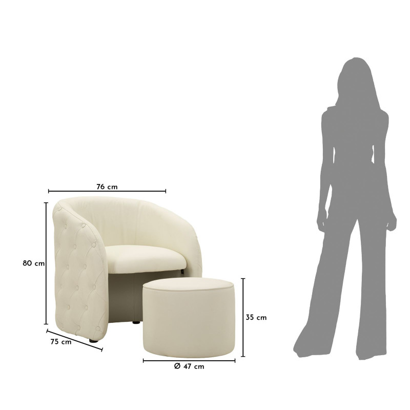 POLTRONA C/PUFF ZAGABRIA CM 76X75X80-Ø 47X35 