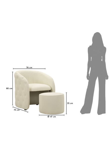 POLTRONA C/PUFF ZAGABRIA CM 76X75X80-Ø 47X35 