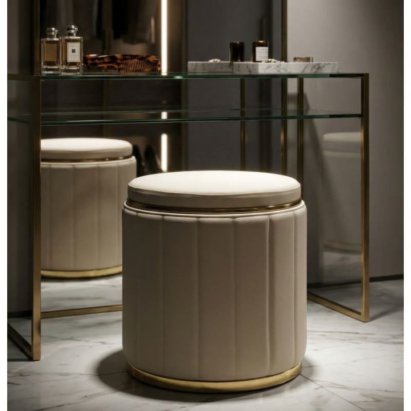 PUFF C/CONTENITORE LONDON CREMA CM Ø 46,5X44 