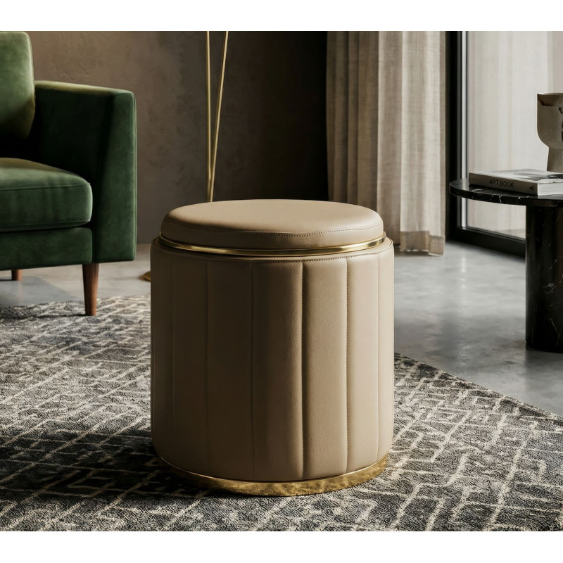 PUFF C/CONTENITORE LONDON MARRONE CM Ø 46,5X44 