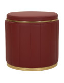 Pouf coffre rond rouge et doré en bois de pin, MDF, mousse, métal et PU Ø 46,5 x 44 cm London