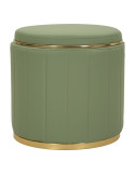 Pouf coffre rond vert et doré Ø 46,5 x 44 cm London