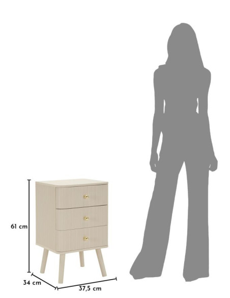 COMODINO 3 CASSETTI SHY CM 37,5X34X61 