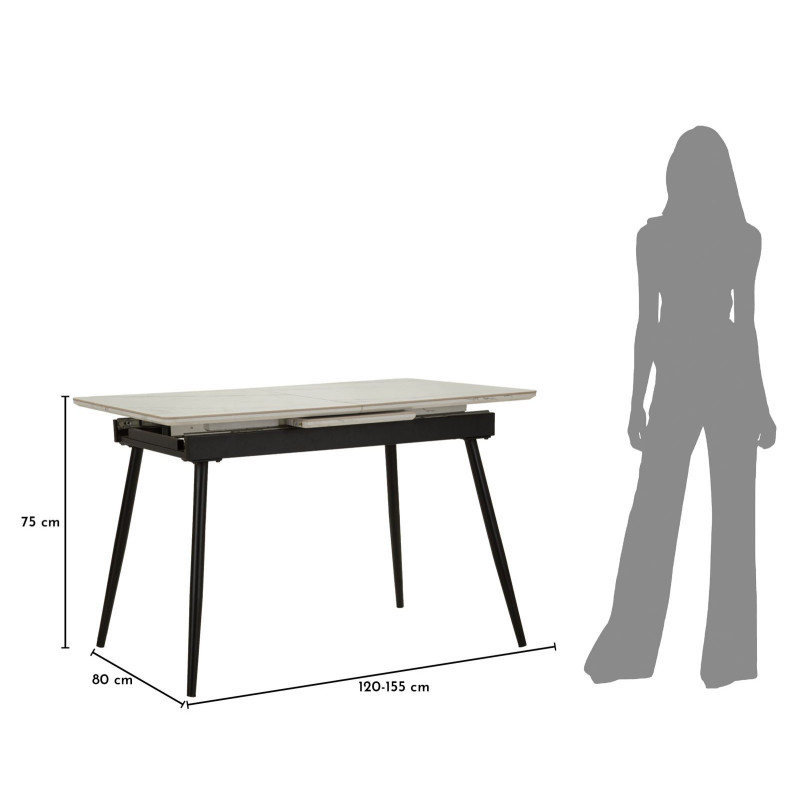TAVOLO DA PRANZO ALLUNGABILE MATT CM 120X80X75 (APERTO CM 155X80X75) 