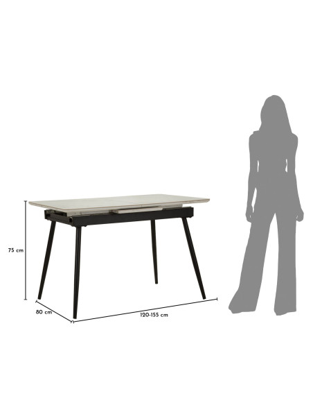 TAVOLO DA PRANZO ALLUNGABILE MATT CM 120X80X75 (APERTO CM 155X80X75) 