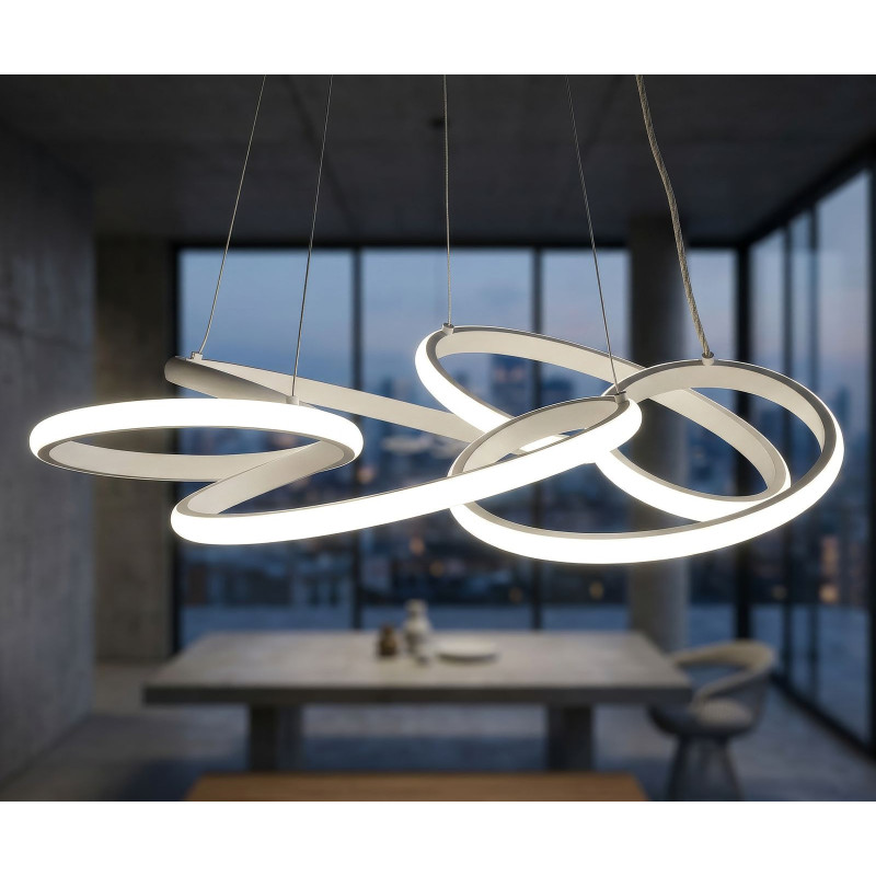 LAMPADARIO LED GLOVY BIANCO CM Ø 55X120 (LUCE CON 3 TEMPERATURE DI COLORE) 