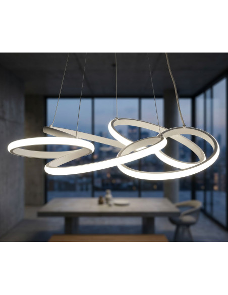 LAMPADARIO LED GLOVY BIANCO CM Ø 55X120 (LUCE CON 3 TEMPERATURE DI COLORE) 