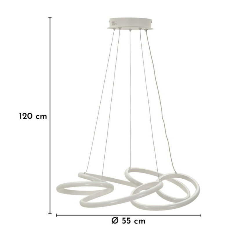 LAMPADARIO LED GLOVY BIANCO CM Ø 55X120 (LUCE CON 3 TEMPERATURE DI COLORE) 