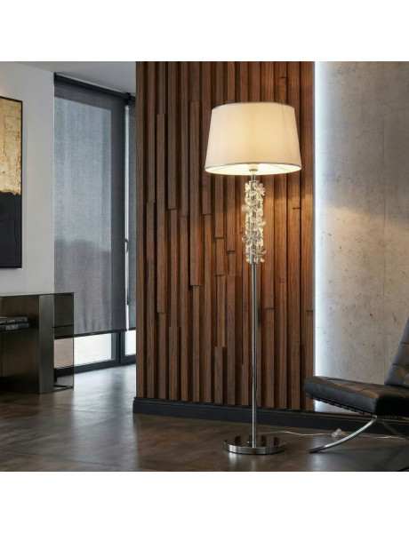 Lampadaire argenté et blanc en fer, métal, tissu et fleurs en verre Ø 45 x 157 cm Flower Mauro Ferretti - 2