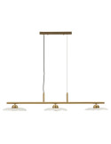 Suspension 3 lumières dorée en fer et verre transparent 100 x 24 x 18 cm Emily