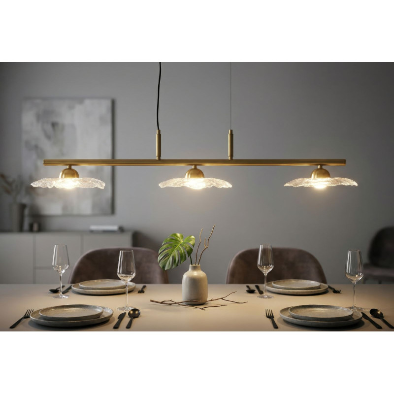 LAMPADARIO EMILY 3 LUCI VETRO TRASPARENTE CM 100X24X18 