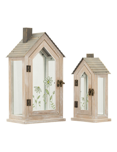 LANTERNE HOME FLOWER COPPIA CM 18X13X36-12,5X8,5X25 (VETRO TEMPERATO) 