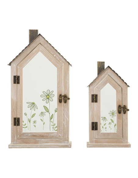 LANTERNE HOME FLOWER COPPIA CM 18X13X36-12,5X8,5X25 (VETRO TEMPERATO) 
