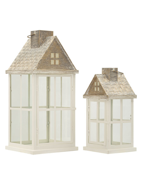 LANTERNE HOME COPPIA CM 24,5X24,5X55-17X17X37,5 (VETRO TEMPERATO) 