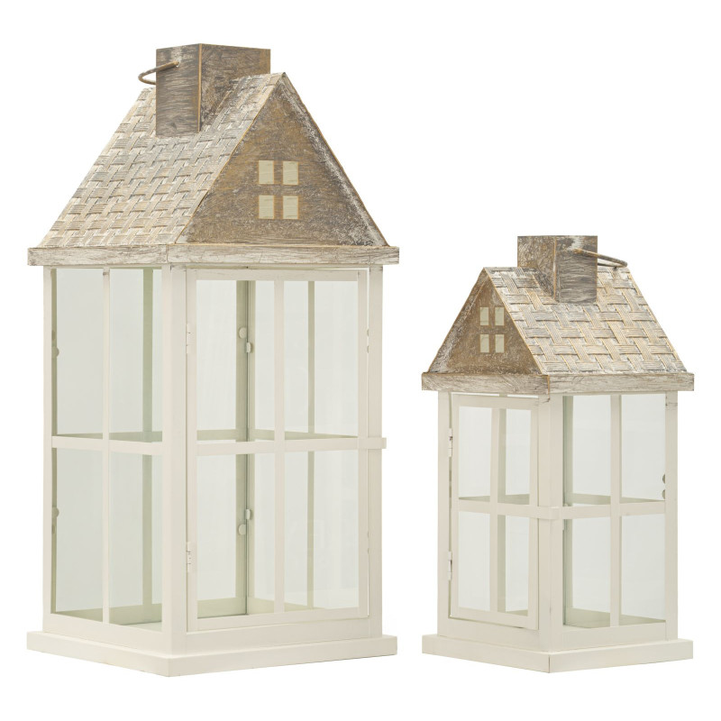 LANTERNE HOME COPPIA CM 24,5X24,5X55-17X17X37,5 (VETRO TEMPERATO) 