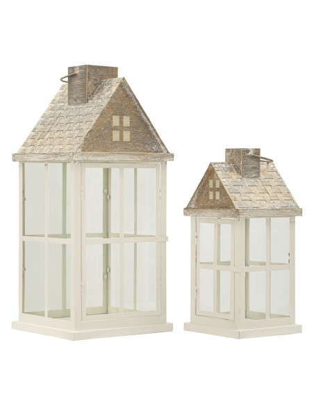 LANTERNE HOME COPPIA CM 24,5X24,5X55-17X17X37,5 (VETRO TEMPERATO) 