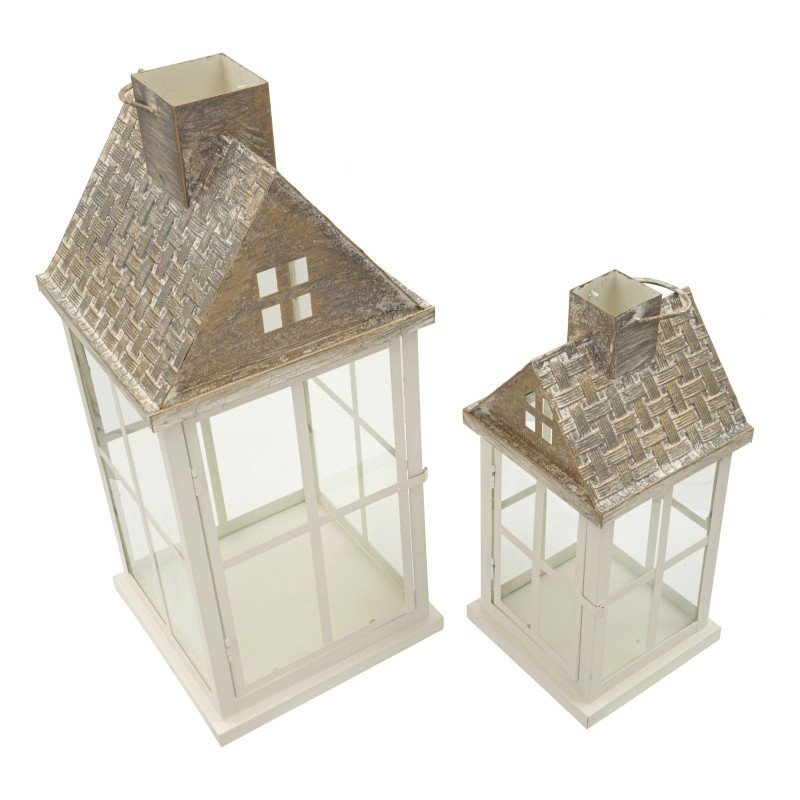 LANTERNE HOME COPPIA CM 24,5X24,5X55-17X17X37,5 (VETRO TEMPERATO) 