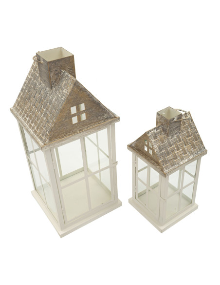 LANTERNE HOME COPPIA CM 24,5X24,5X55-17X17X37,5 (VETRO TEMPERATO) 