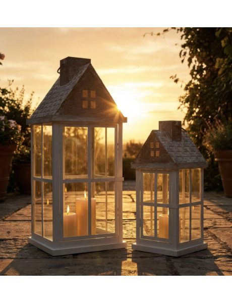 LANTERNE HOME COPPIA CM 24,5X24,5X55-17X17X37,5 (VETRO TEMPERATO) 