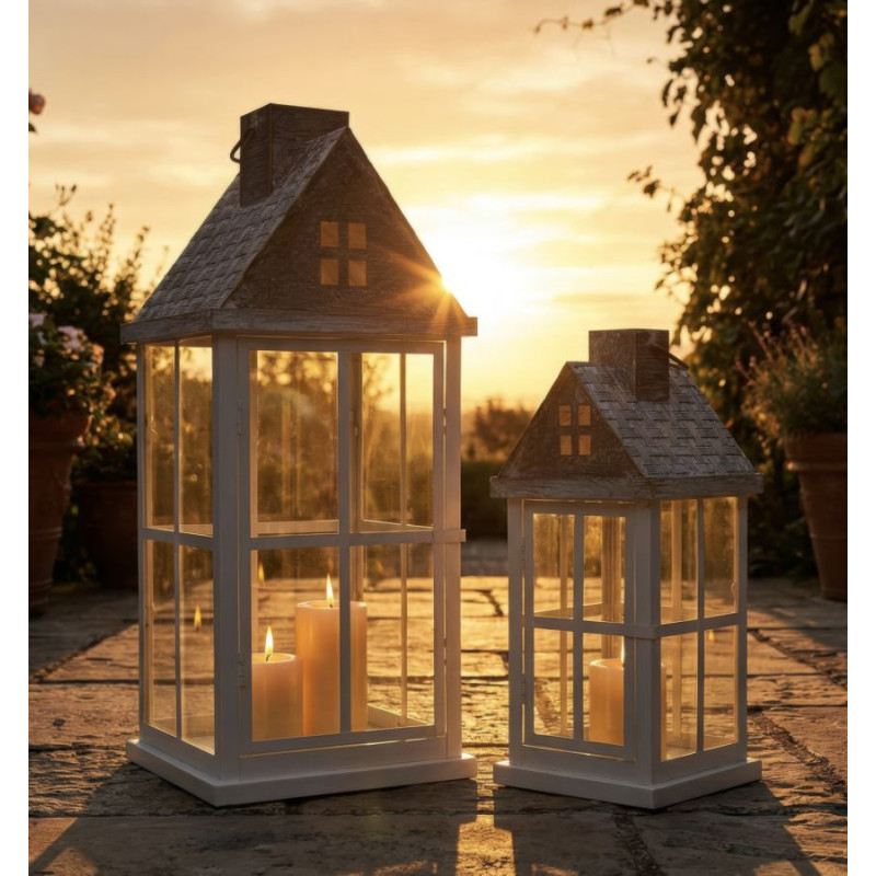 LANTERNE HOME COPPIA CM 24,5X24,5X55-17X17X37,5 (VETRO TEMPERATO) 