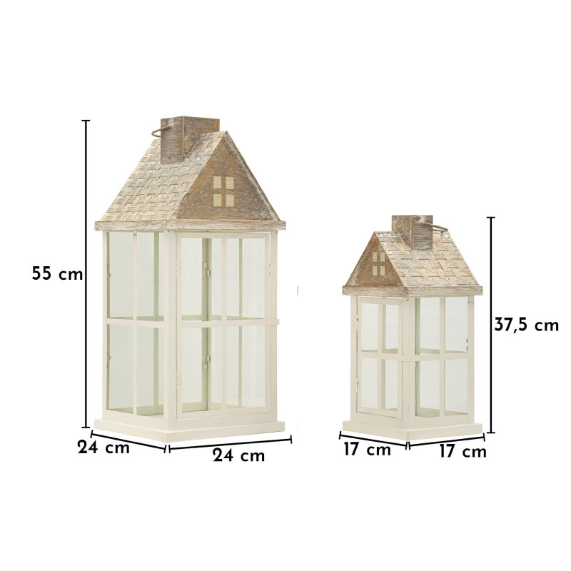 LANTERNE HOME COPPIA CM 24,5X24,5X55-17X17X37,5 (VETRO TEMPERATO) 