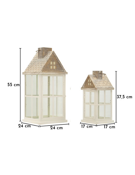 LANTERNE HOME COPPIA CM 24,5X24,5X55-17X17X37,5 (VETRO TEMPERATO) 