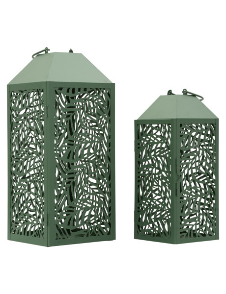 LANTERNE CARVING COPPIA CM 17,8X17,8X44-13,8X13,8X34 