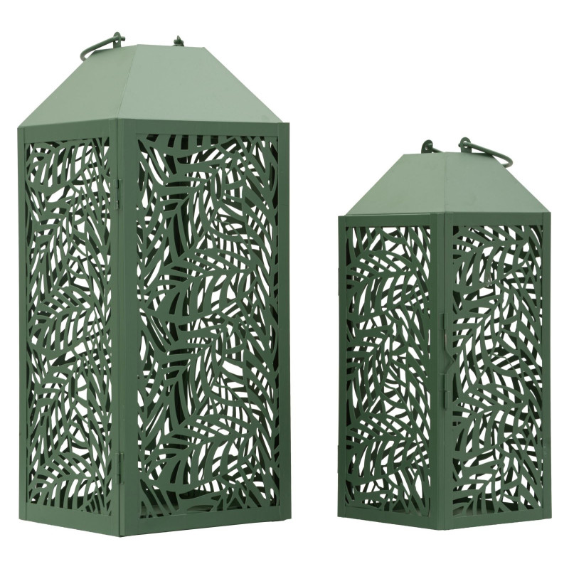 LANTERNE CARVING COPPIA CM 17,8X17,8X44-13,8X13,8X34 
