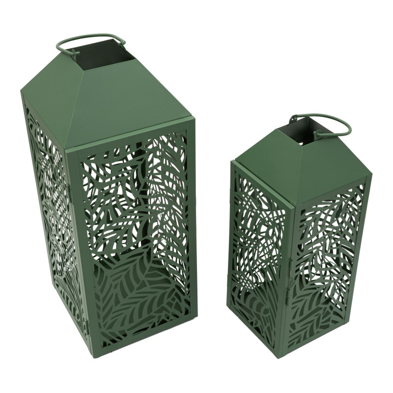LANTERNE CARVING COPPIA CM 17,8X17,8X44-13,8X13,8X34 