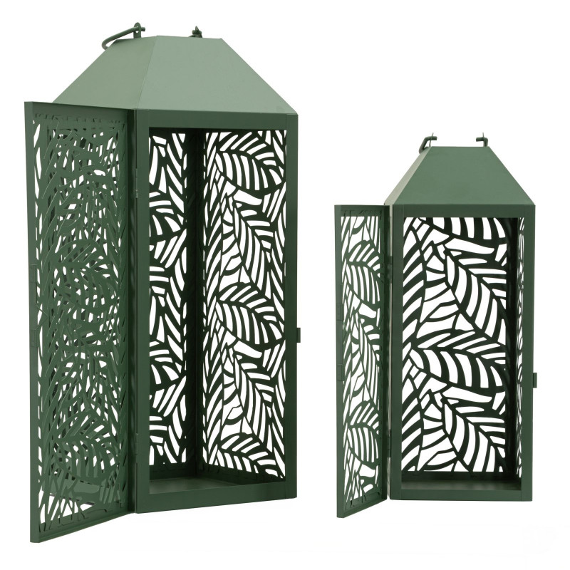 LANTERNE CARVING COPPIA CM 17,8X17,8X44-13,8X13,8X34 