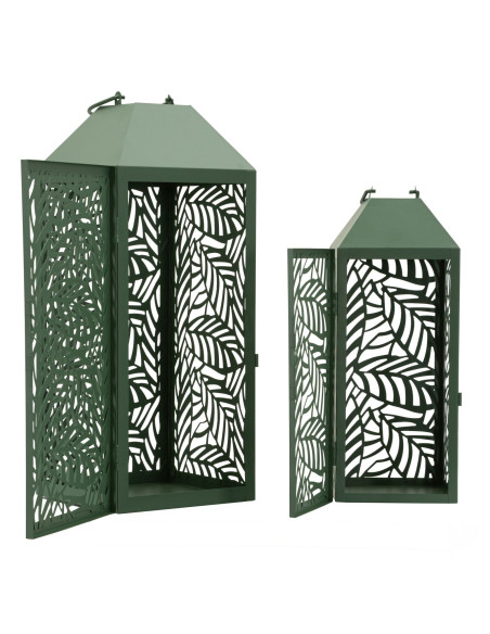 LANTERNE CARVING COPPIA CM 17,8X17,8X44-13,8X13,8X34 