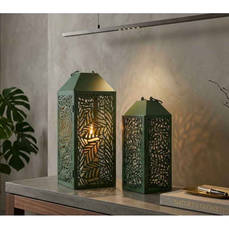 LANTERNE CARVING COPPIA CM 17,8X17,8X44-13,8X13,8X34 