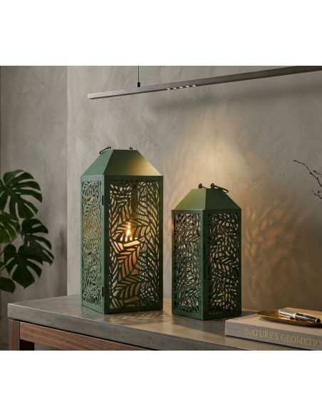 LANTERNE CARVING COPPIA CM 17,8X17,8X44-13,8X13,8X34 