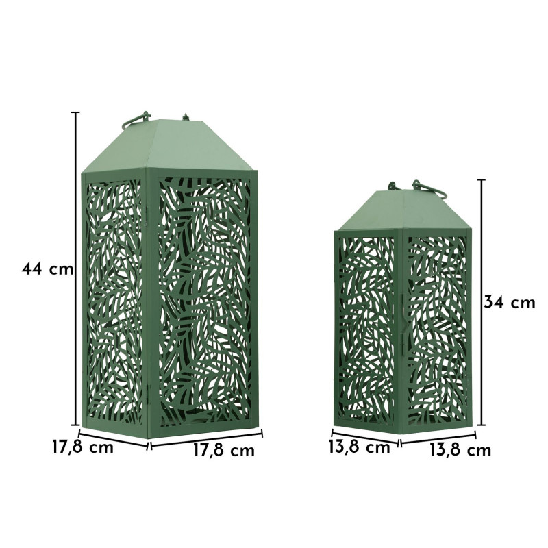 LANTERNE CARVING COPPIA CM 17,8X17,8X44-13,8X13,8X34 