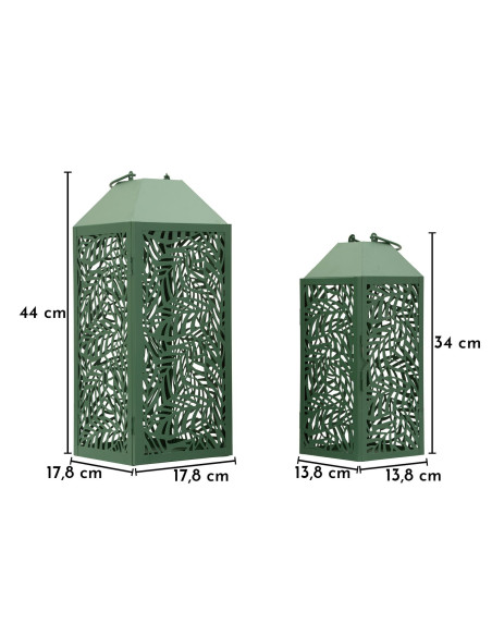 LANTERNE CARVING COPPIA CM 17,8X17,8X44-13,8X13,8X34 