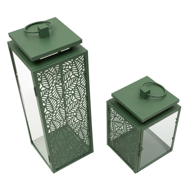 LANTERNE HALL COPPIA CM 15X14,5X41,5-15X14,5X24 (VETRO TEMPERATO) 